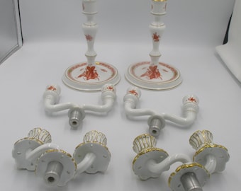 Pair Herend Chinese Bouquet Rust Candlesticks (Makes Three Styles) Please See Description