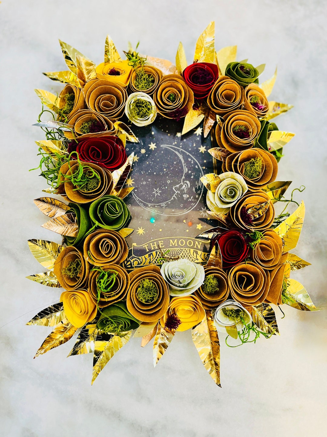 The Moon Tarot Card | Handmade Paper Flower Wall Art - Etsy