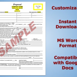 Op de afbeelding: Een aanpasbare sjabloon voor een offerte voor het installeren van bekleding. De sjabloon bevat een werkschema, betalingsvoorwaarden en een sectie voor het accepteren van de offerte. Het is compatibel met Microsoft Word en Google Docs.