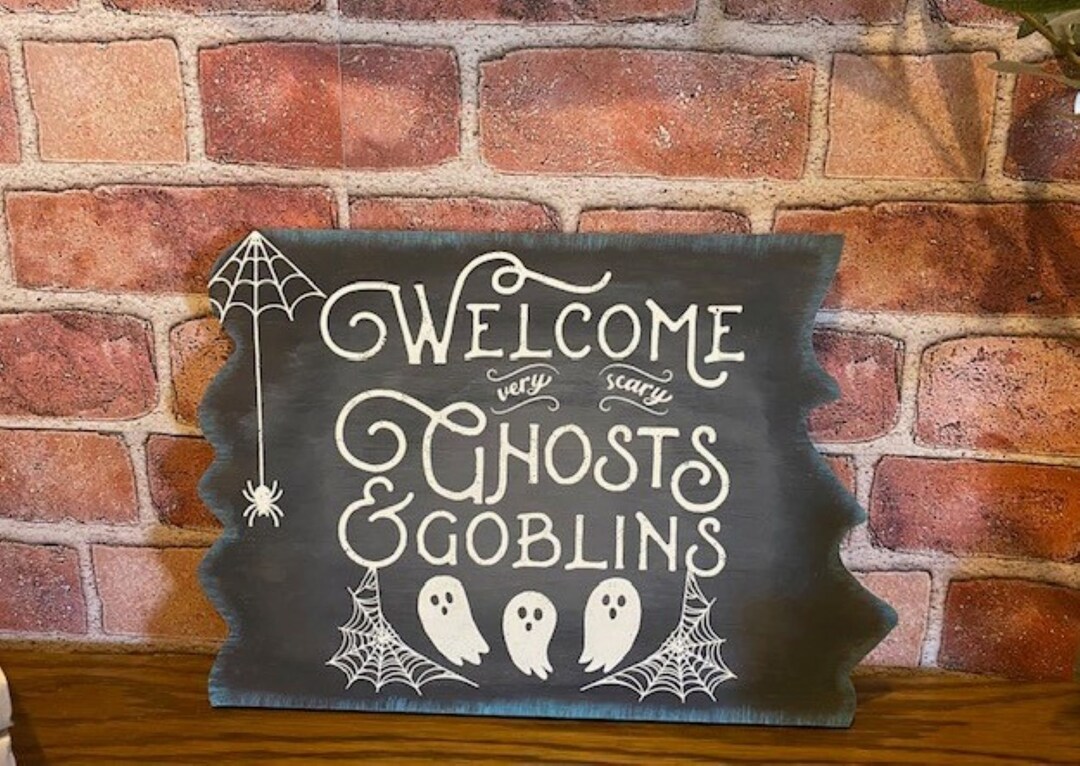 Welcome Ghost Welcome Ghosts & Goblins/halloween Sign/glow-in-the-dark - Etsy