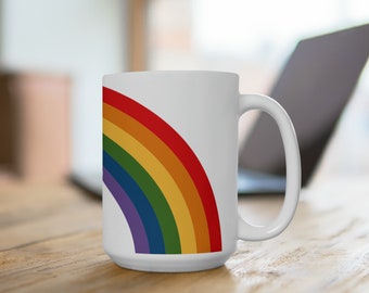 Rainbow Ceramic Mug 15oz white