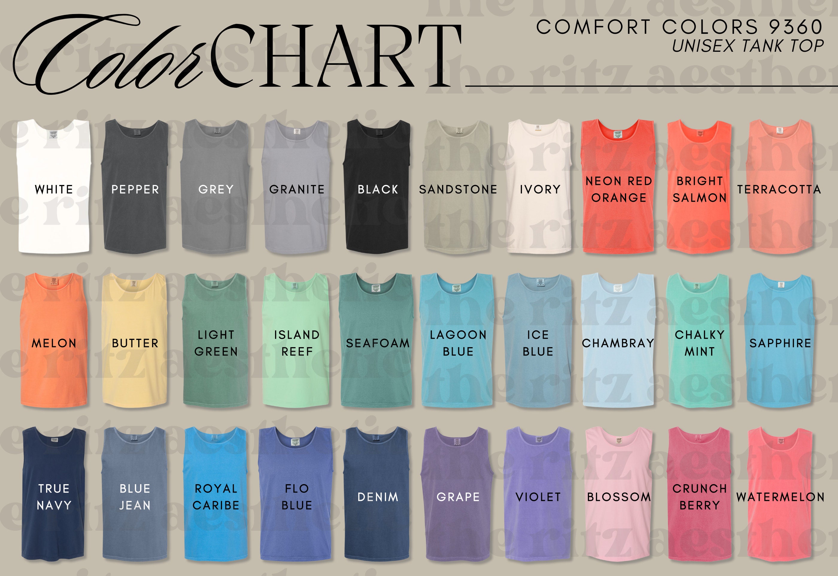 Comfort Colors 9360 Color Chart, Comfort Colors Tank Top