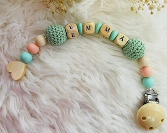 Personalized pacifier chain with name, handmade
