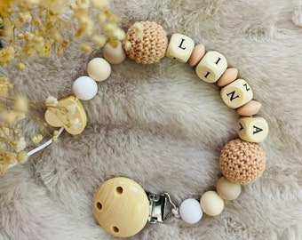 Personalized pacifier chain with name, handmade