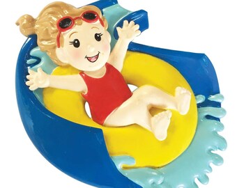 Water Slide Girl Personalized Christmas Ornament Christmas Decoration free personalization