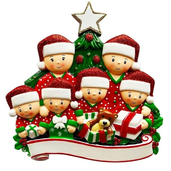 Pajama Family of 6 Table Topper Christmas Ornaments