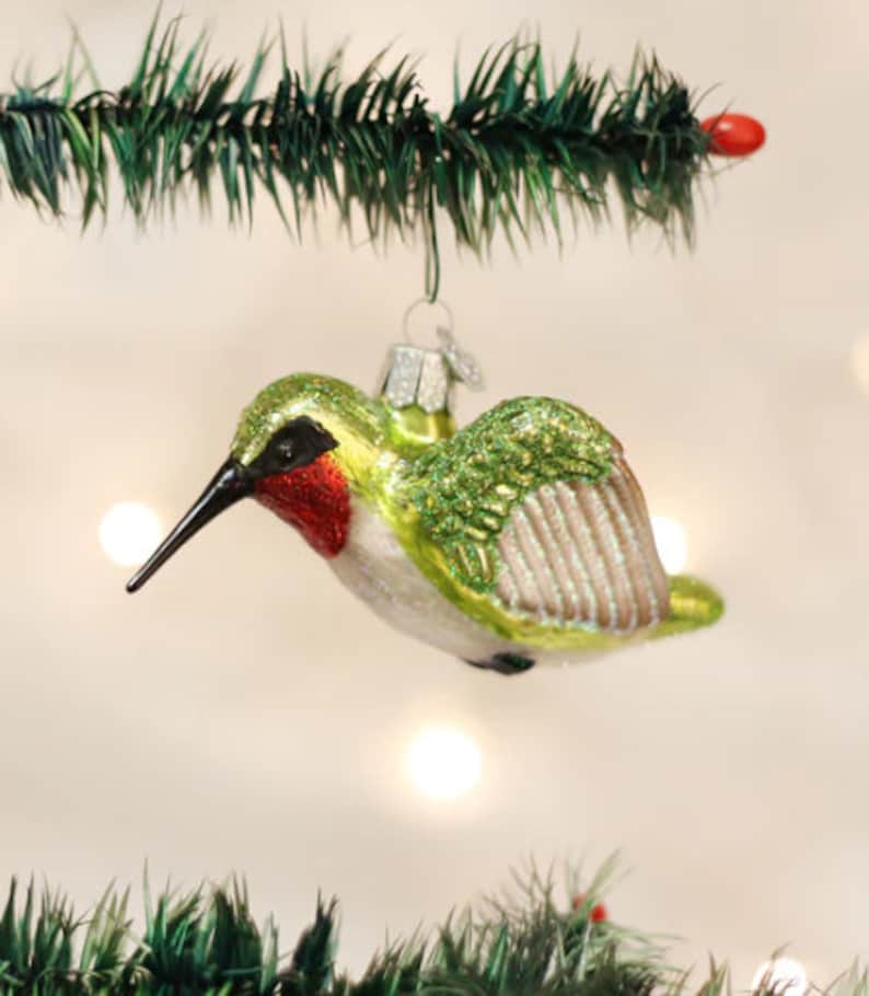 Hummingbird Old World Glass Christmas Ornament