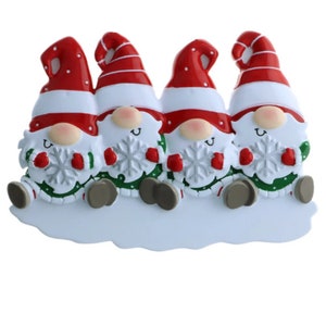Décoration de Noël personnalisée Gnome famille de 4 personnes