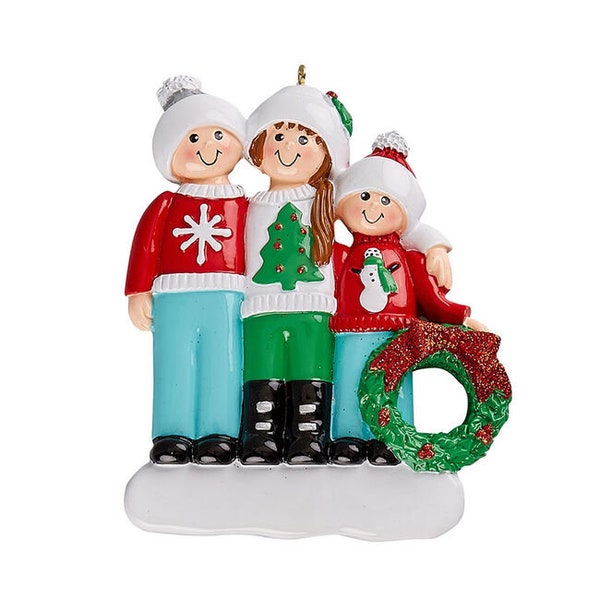 UGLY SWEATER-3 Snow Family Ornaments 2022 Family of 3 Snow Ornaments Christmas Ornament Snow 2022 - Free Customization