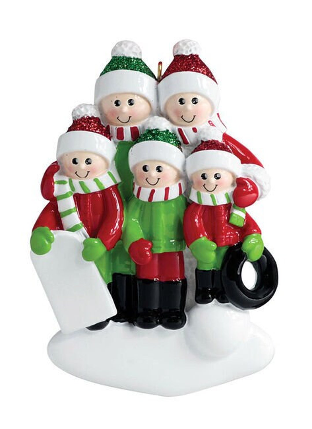 Playing in the Snow Family of 5 FREE Personalized Christmas Ornament - Etsy