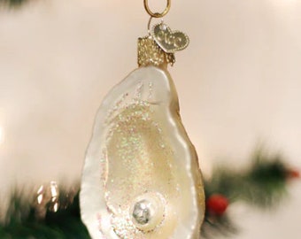 Oyster With Pearl  Personalized Old World Glass Christmas Ornament