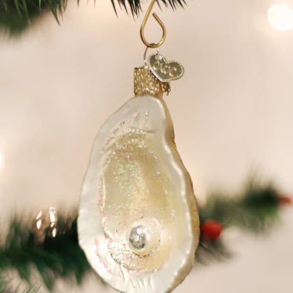 Oyster With Pearl  Personalized Old World Glass Christmas Ornament