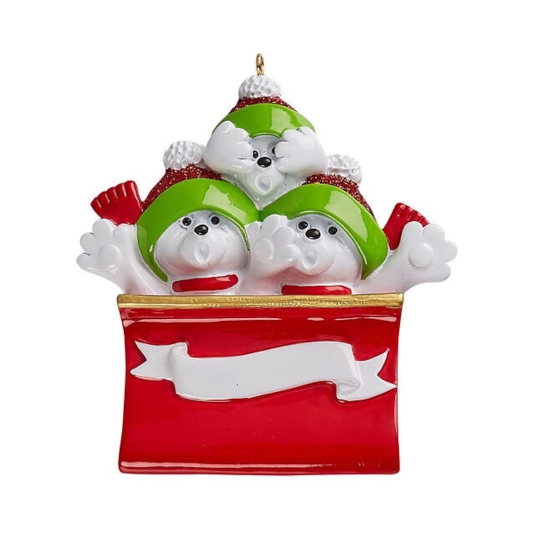 POLAR BEAR TOBOGGAN Ornaments Family of 3 Etsy