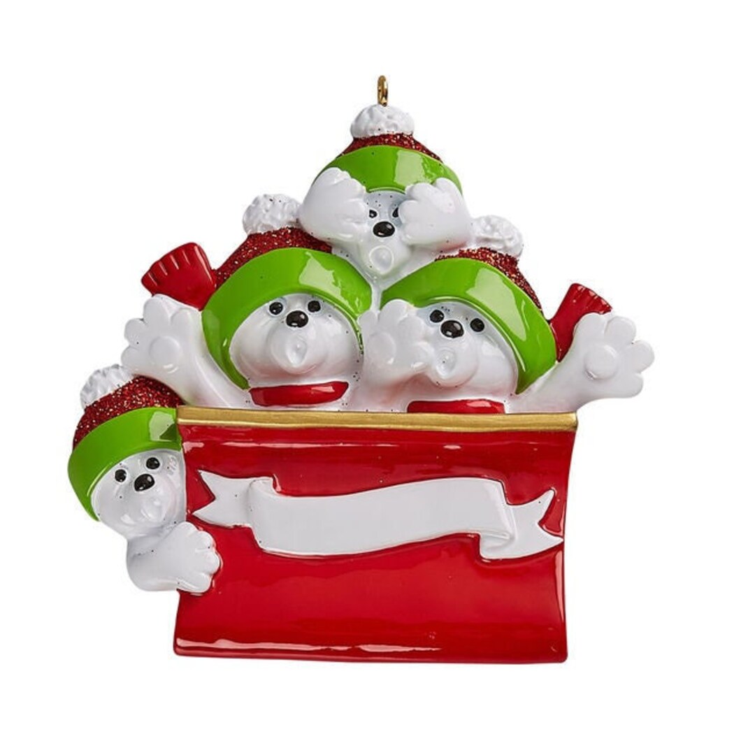 POLAR BEAR TOBOGGAN Ornaments Family of 4 Etsy