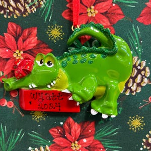 CHRISTMAS ALLIGATOR/ CROCODILE Personalized Christmas Ornament