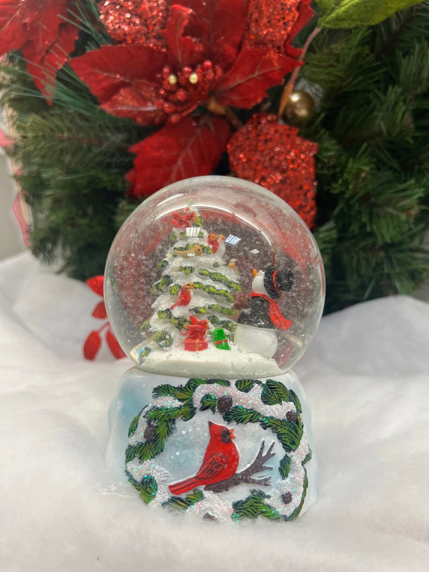 Custom Snow Globe Name or Your Message Musical Bird & Snowman Etsy