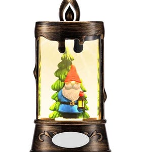 Snow Globe Ornament  Gnome  Christmas Tree in Candle Shape Snow  Globe Personalized