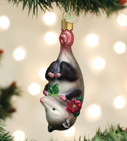 Blossom Opossum Old World Christmas Personalized Ornament