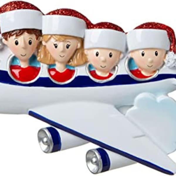 Famille de quatre ornements de Noël 2022 - Ornement d’avion 2022 Famille de 4 ornements d’avion commerciaux pour arbre de Noël