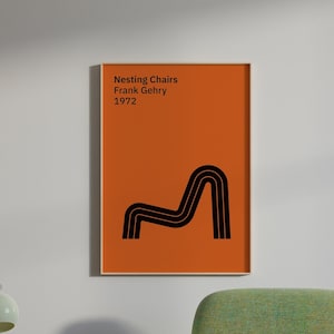 Nesting Chairs, Frank Gehry, Chair Poster, Digital Download Print, Downloadable Prints, Mid Century Poster, Mid Century Chair