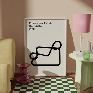 41 Armchair Paimio, Alvar Aalto, Chair Poster, Digital Download Print, Downloadable Prints, Mid Century Poster, Mid Century Chair