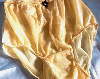 Yellow Knickers high waisted semi opaque panties erotic lingerie present girlfriend wife  Size M French size 40