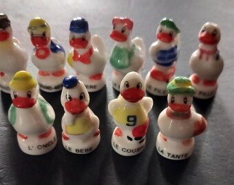 Easter ducks 10 Miniature Pacques french ducks canards porcelain miniatures farmyard dolls house