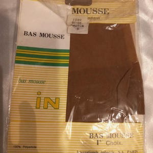 Bas IN Size XLarge  Beige French Nylon Stockings elastic calze strumpfe Size XLarge nylon lovers collectors French size 4   calze strumpfe