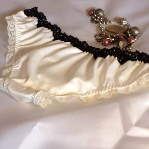 white satin knickers panties black lace trim hipster style panties sexy lingerie wife girlfriend Size XS image 2