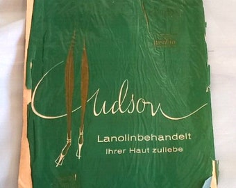 Hudson Perlon Nylon lanolin treated Reinforced Heel Toe color Rosewood vintage Size small reggicalze strumpfe collectors