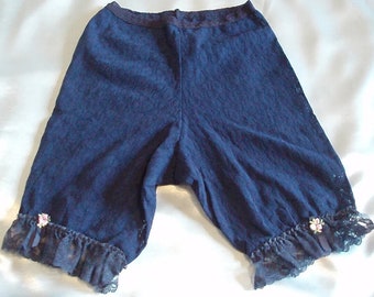 Culottes en dentelle bleue culottes françaises avec motif fleur fait à la main nylonslip vintage petites à moyennes culottes pour dames