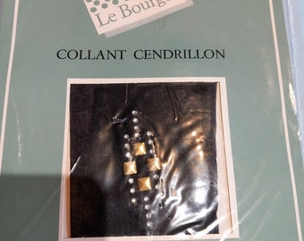 Le Bourget Vintage Strumpfhose Schwarz juwelenmotiv strumpfhose Collant Größe S/M (französisch taille 2)