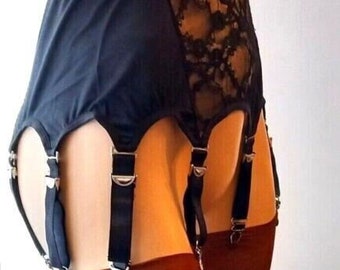 Porte Jarretelles Noir Suspender belt for stockings    Tailles 40 42 et 46         M L et 2XL