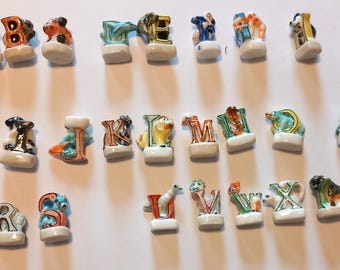 Alphabet letters 25 Miniature french porcelain feves