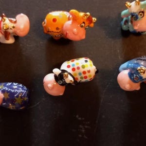 Set of 9 French hippopotamus Feves miniature porcelaine figures collectors dolls house birthday present cake toppers father&#39;s day present