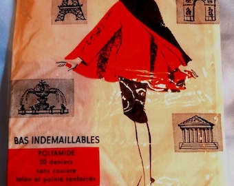 Vintage Bas Minuit Nylon Stockings, Size small 40  Taille 1