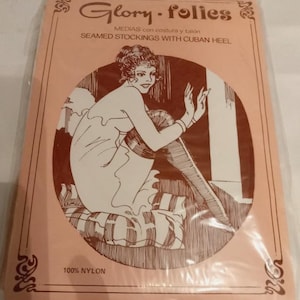 Glory Folies Seamed Stockings Cuban Heels 100% Nylon Size M/L Stockings Fully Fashioned calze strumpfe bas nylon collectors