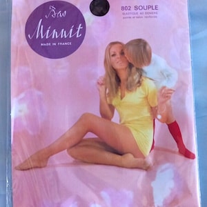 Bas Minuit Large French Nylon Stockings elastic calze strumpfe nylon lovers collectors French size 3   calze strumpfe