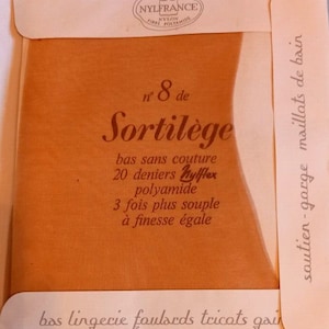 Bas vintage français Sortilege nylon XL taille 4 français strumpfe calze collectors image 2