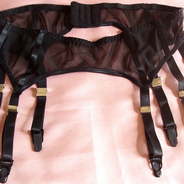 porte-jarretelles noir porte-jarretelles 8 sangles ceinture en maille voir à travers transparent strumpfgürtel schwarz plus tailles grandes filles courbées unisexe