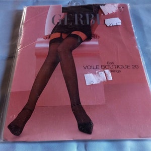 Stockings bas nylon  Gerbe French Vintage Size small taille 1  brown Calze kousen collectors