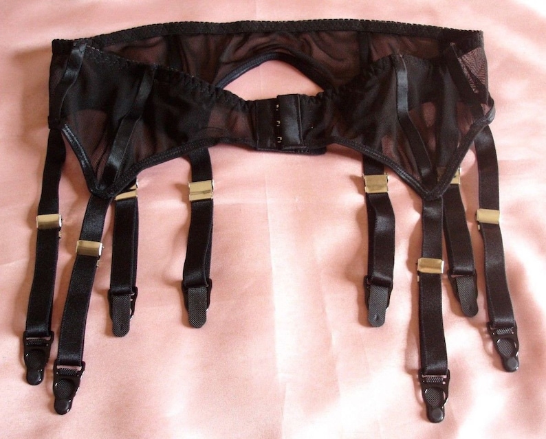 Black Garter Belt Suspender Belt 8 Straps Mesh Belt See Etsy New Zealand
