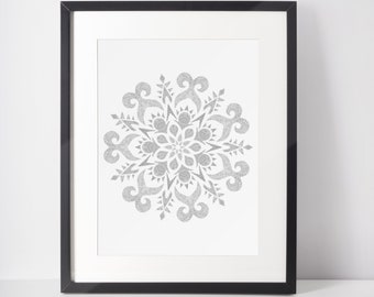 Hand Drawn Mandala Wall Art, Boho Living, Living room, Bedroom, Office space, Yoga Wall Art, Zen, Yoga Decor, Mandala Poster