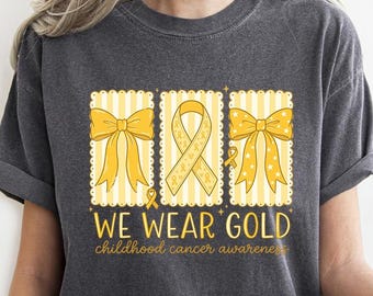 Gold Ribbon Community Comfort Color Shirt, Childhood Cancer Support Tee, Hopeful Awareness Apparel, Inspirational Cause T-Shirt
