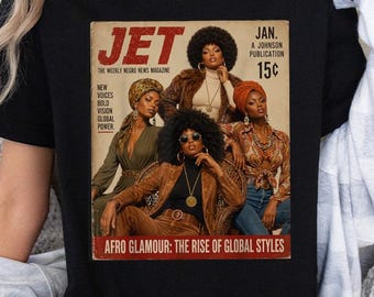 Afro Glam T-Shirt, Vibes Melanin Pride Tee, Retro Black Culture Fashion