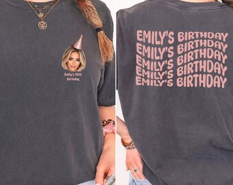 Personalized Face Photo Comfort Color Shirt, Birthday Party Tee, Custom Picture T-Shirt, Funny Family Celebration Gift Shirt