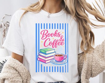 Bookish Coffee Comfort Color Shirt, Reader Gift Tee, Book Lover Shirt, Cozy Reading Tee, Bookworm Gift, Coffee and Books Shirt, Reader Shirt