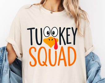 Funny Turkey Thanksgiving Comfort Color Shirt, Cute Family Matching Tee, Turkey Face Holiday Shirt, Group Dinner T-Shirt,