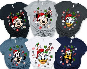 Mickey and Friends Christmas T-Shirt, Disney Family Xmas T-Shirt, Christmas Party Tee, Merry Christmas tee, Holiday Season, Christmas Gift