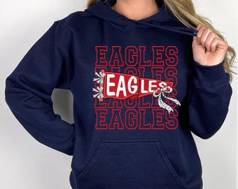 Sudadera con capucha Eagles Spirit, camiseta gráfica azul de los Eagles, sudadera con capucha para el orgullo del equipo escolar, sudadera con capucha para el día del partido de porristas, bonito regalo para los fans de los Eagles